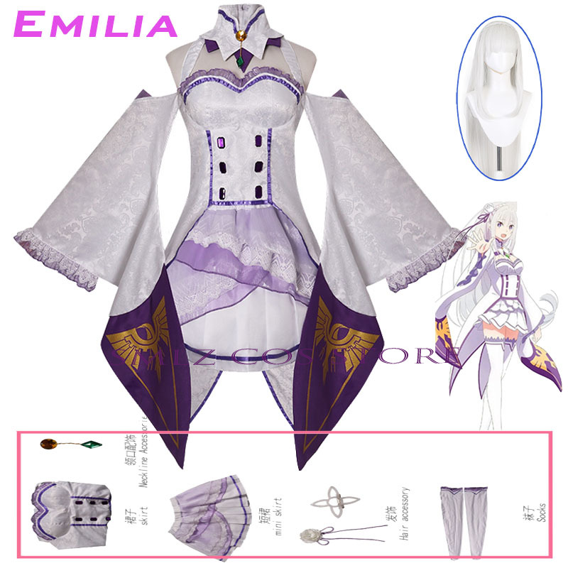 Emilia Cosplay Anime Re Zero K - đánh giá và giá Anime Cosplay Dress For Women