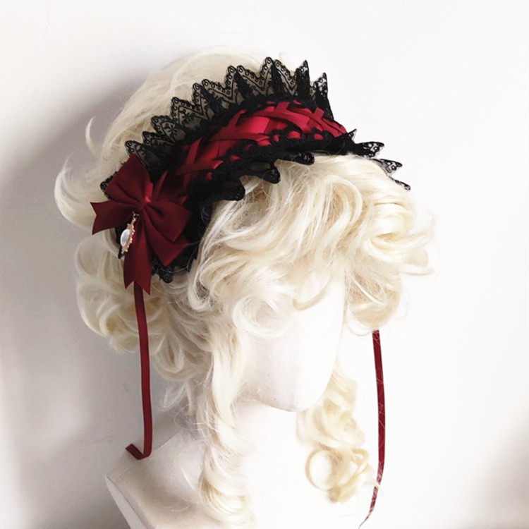 Red Dark Gothic Lolita Lace Ha - đánh giá và giá Anime Cosplay Girl With Black Hair